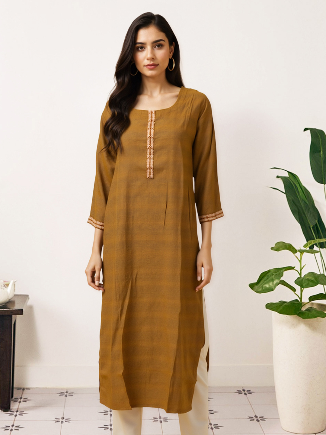 Picture of Threaded with Tradition Embroidered Straight Kurta